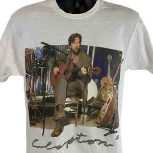 Vintage 90s Eric Clapton MTV Unplugged T Shirt Winterland USA White Tee M Medium